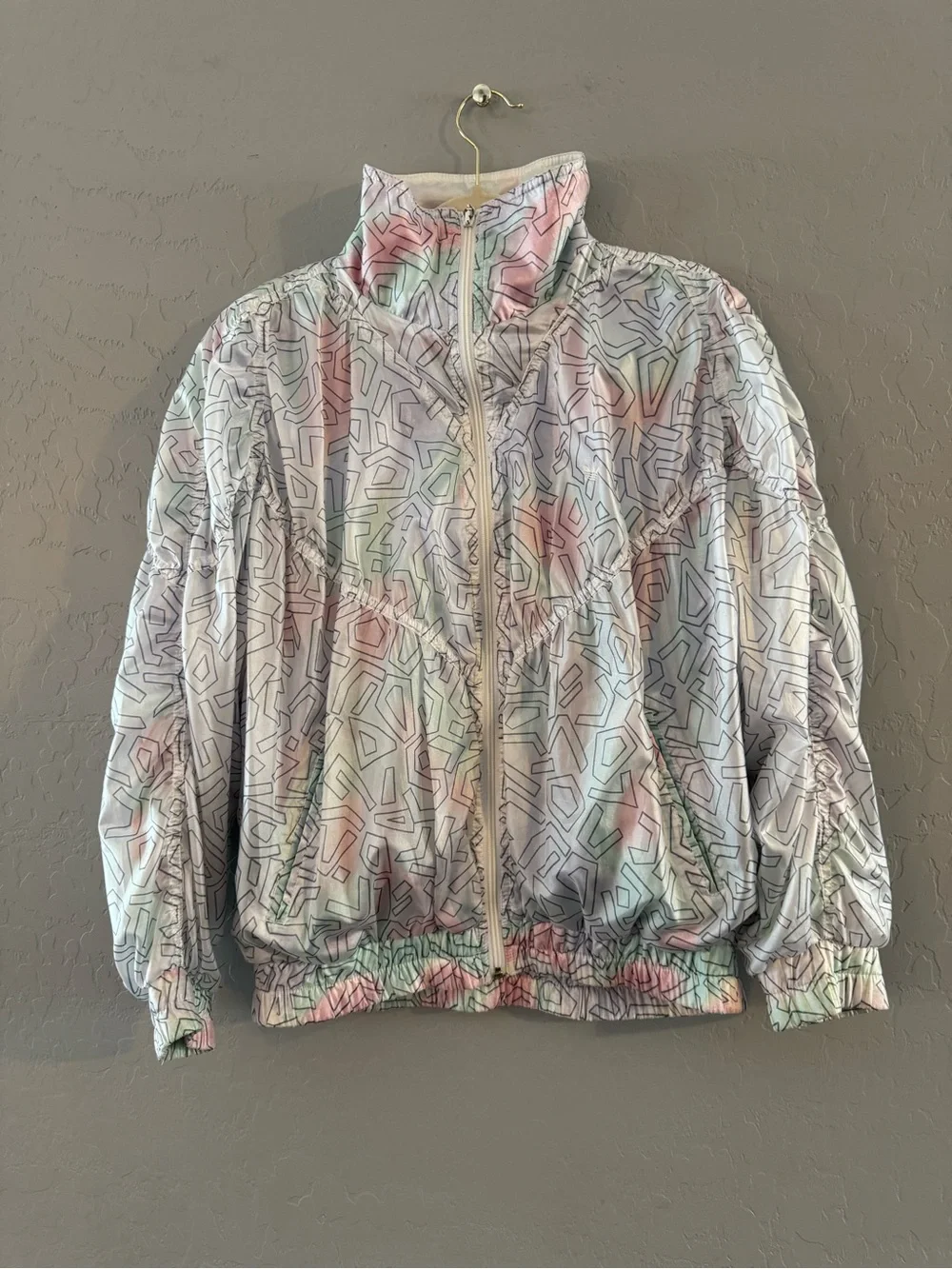 Vintage 90s Adidas Trefoil M Track Jacket Pastel Geometric Full Zip Windbr